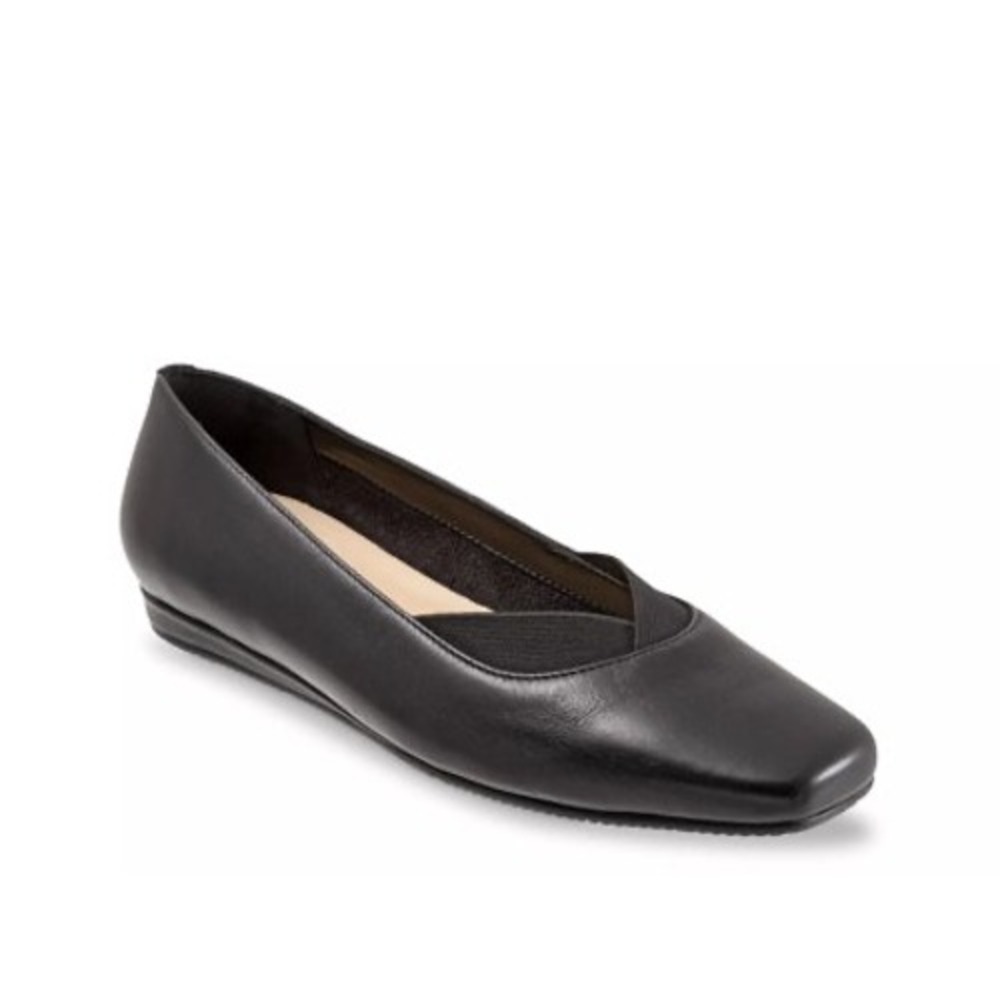 Softwalk Viana Ballet Leather Flat Black Womens Sz 11 New